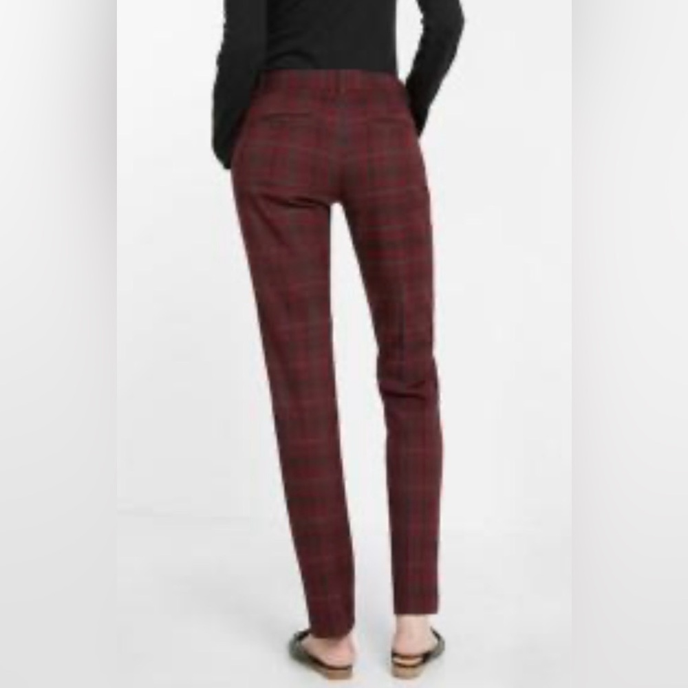 Express  Editor Burgundy Plaid Women's Trousers